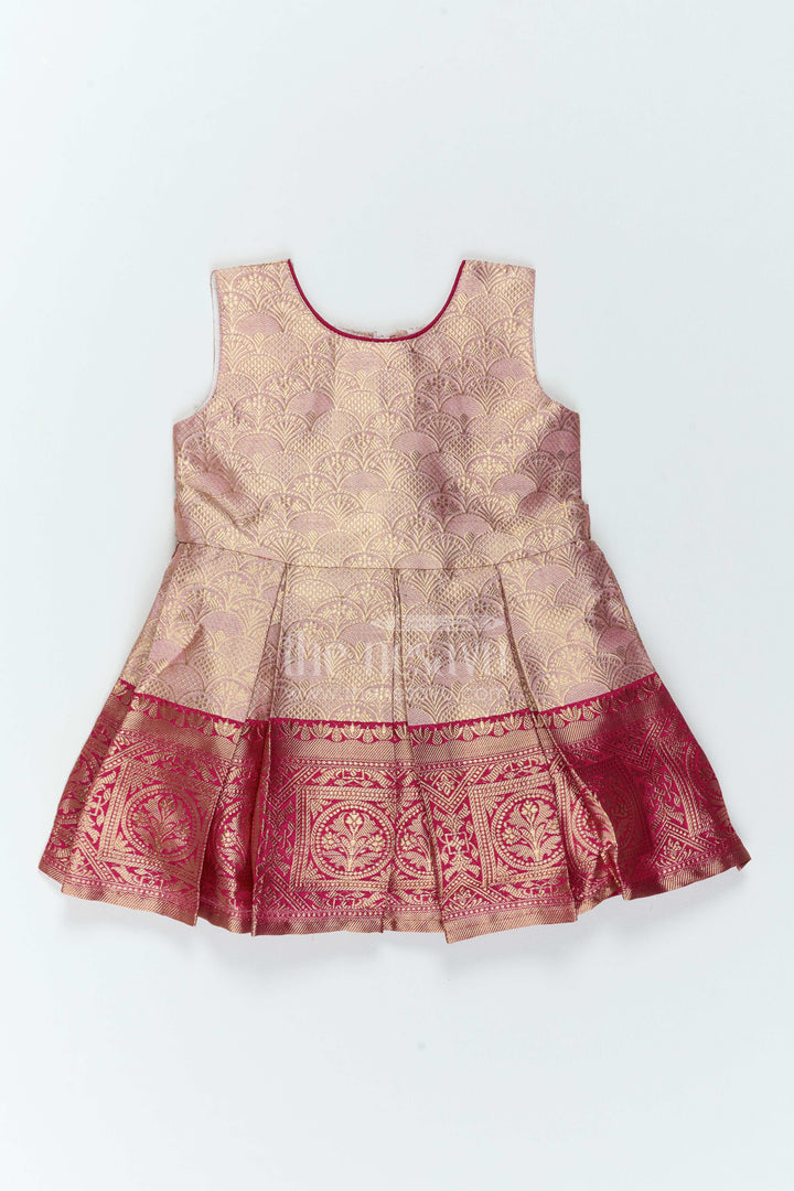 The Nesavu Silk Party Frock Party Wear Silk Frock in Pink with an Occasion Ready Finish Nesavu Nesavu Party Wear Silk Frock With Jacquard Weave For Weddings
