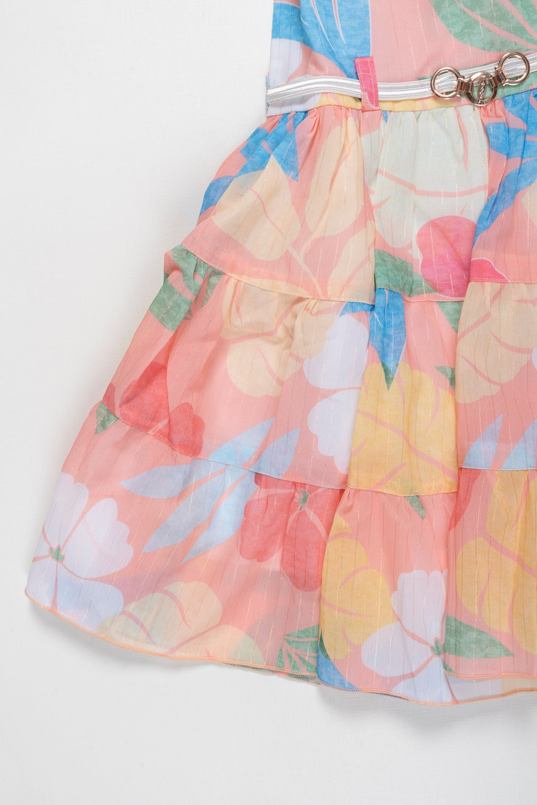 The Nesavu Girls Fancy Frock Pastel Watercolor Floral Girls Dress with Cinched Waist - Perfect for Sunny Days Nesavu Pastel Floral Dresses for Girls | Light & Airy Summer Styles | The Nesavu