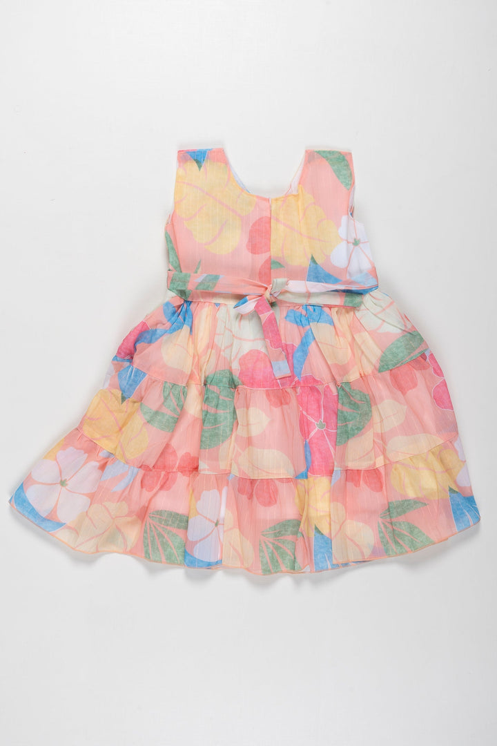 The Nesavu Girls Fancy Frock Pastel Watercolor Floral Girls Dress with Cinched Waist - Perfect for Sunny Days Nesavu Pastel Floral Dresses for Girls | Light & Airy Summer Styles | The Nesavu