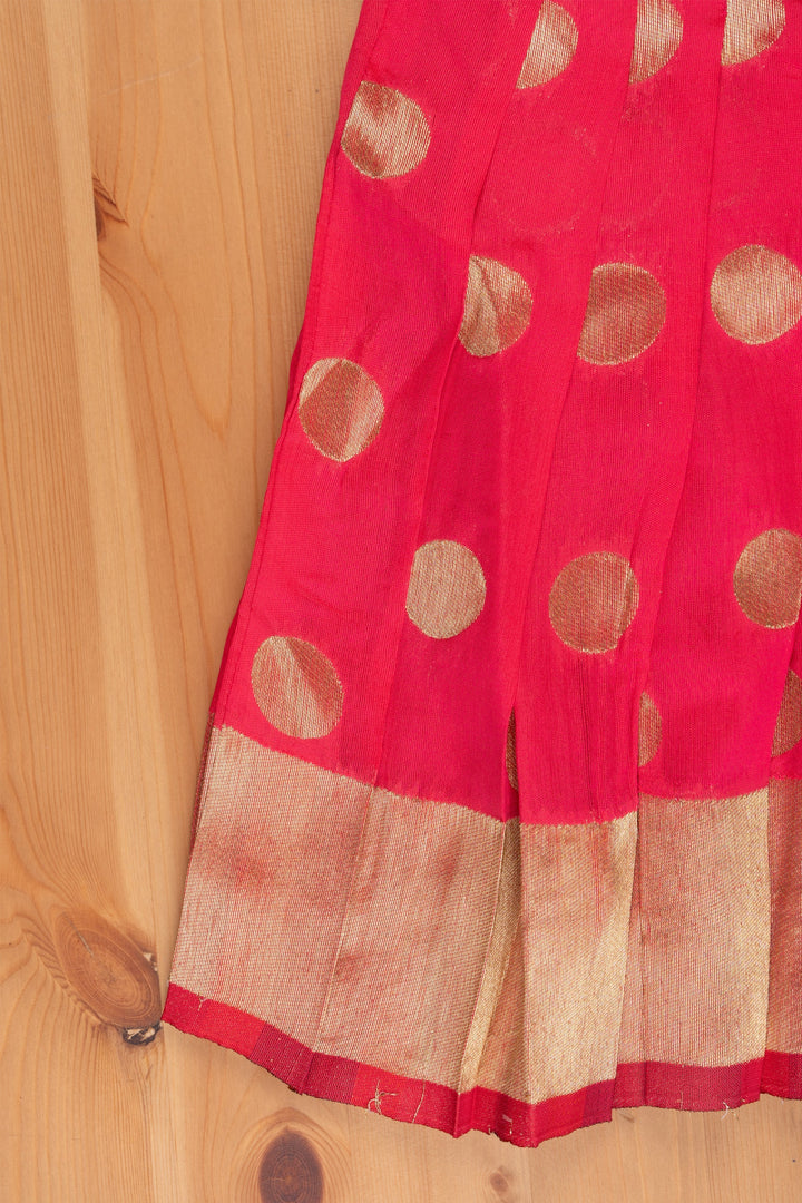 The Nesavu Pattu Pavadai Pattu Pavadai Brocade Peplum Blouse with Zari Banarasi Langa - South Indian Elegance for Girls Nesavu Designer Pattu Langa Voni For Girls | Traditional Pattu Pavadai Sattai | The Nesavu