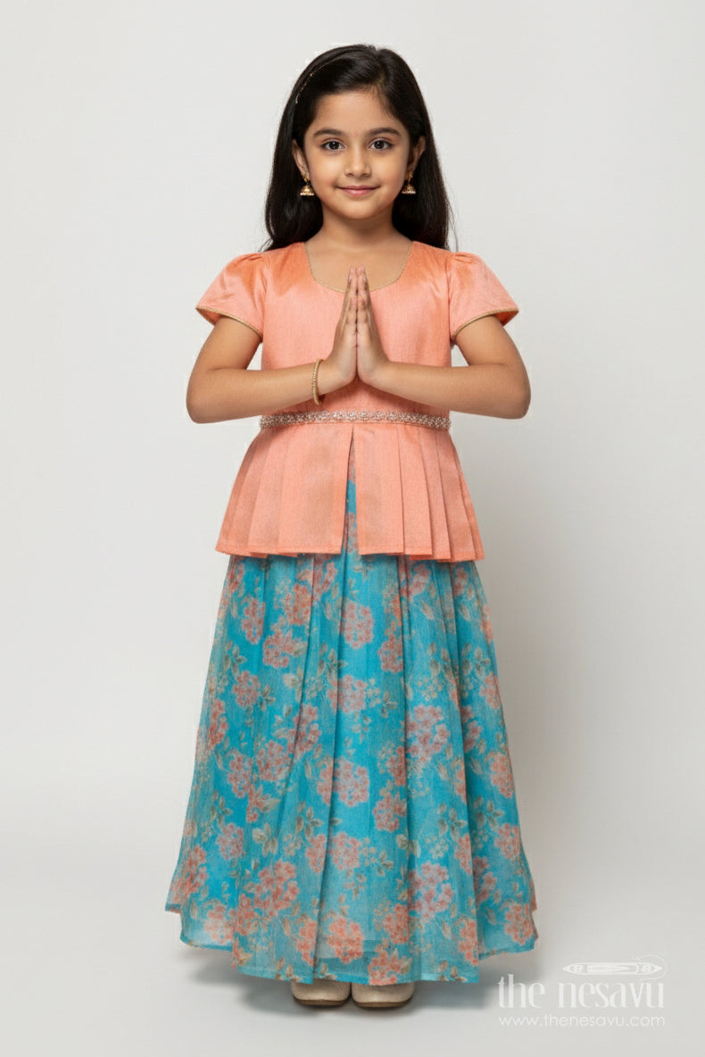 The Nesavu Pattu Pavadai Pattu Pavadai for Baby Girl’s Festive and Temple Occasions Nesavu 18 (2Y) / Orange GPP351A-18 Nesavu baby girl pattu pavadai tissue silk raw silk yoke traditional festivals