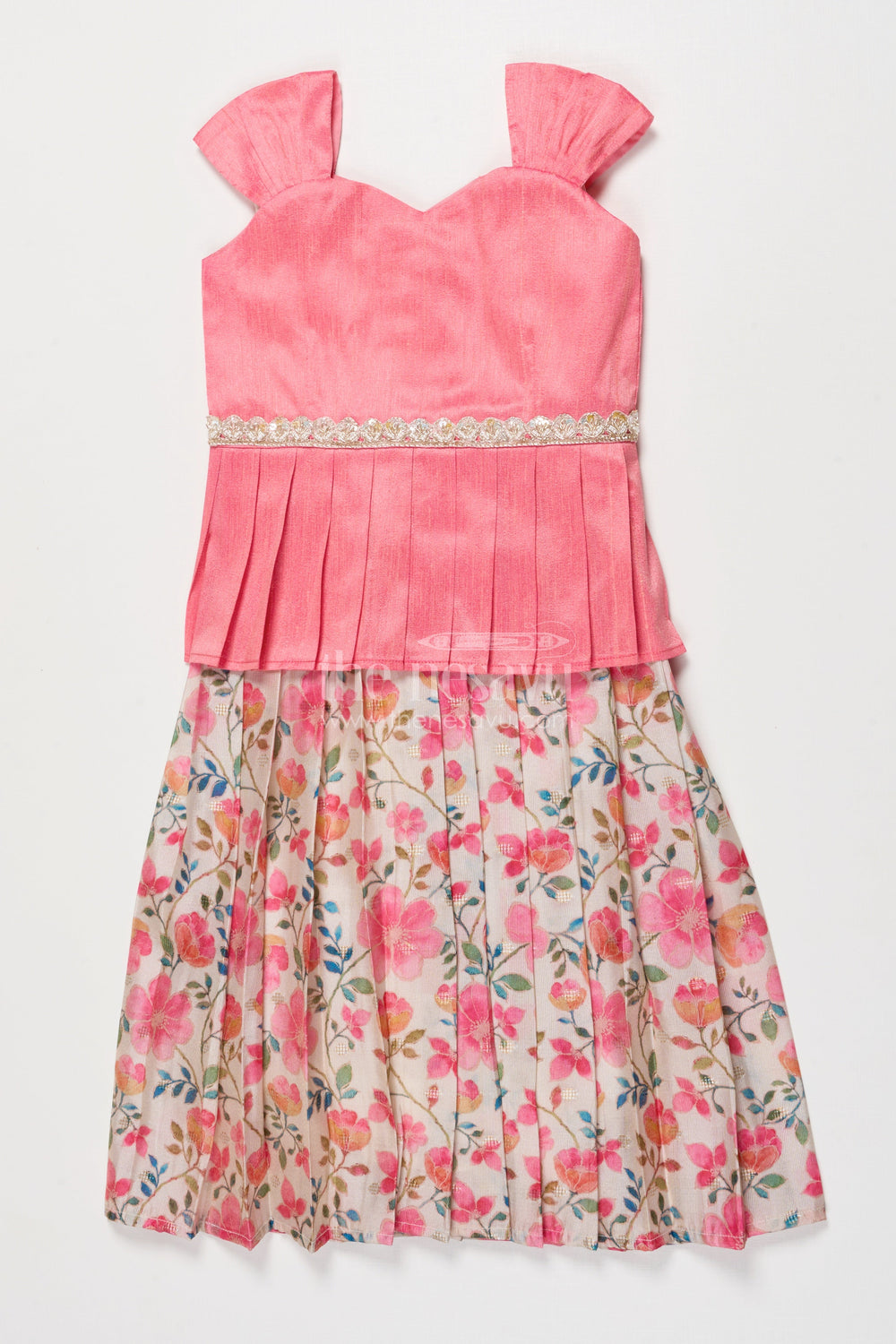 The Nesavu Pattu Pavadai Pattu Pavadai for Baby Girl’s Festive Days and Family Gatherings Nesavu 18 (2Y) / Pink GPP352A-18 Nesavu pattu pavadai baby girls Banaras tissue silk raw silk yoke festive occasions