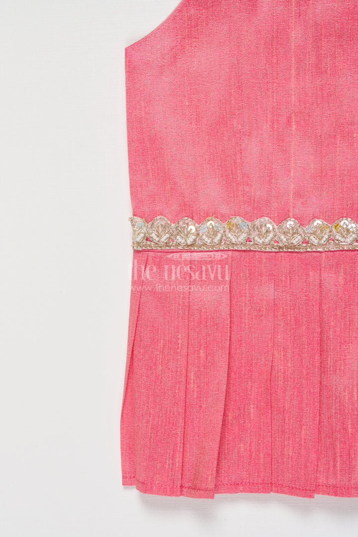 The Nesavu Pattu Pavadai Pattu Pavadai for Baby Girl’s Festive Days and Family Gatherings Nesavu Nesavu pattu pavadai baby girls Banaras tissue silk raw silk yoke festive occasions