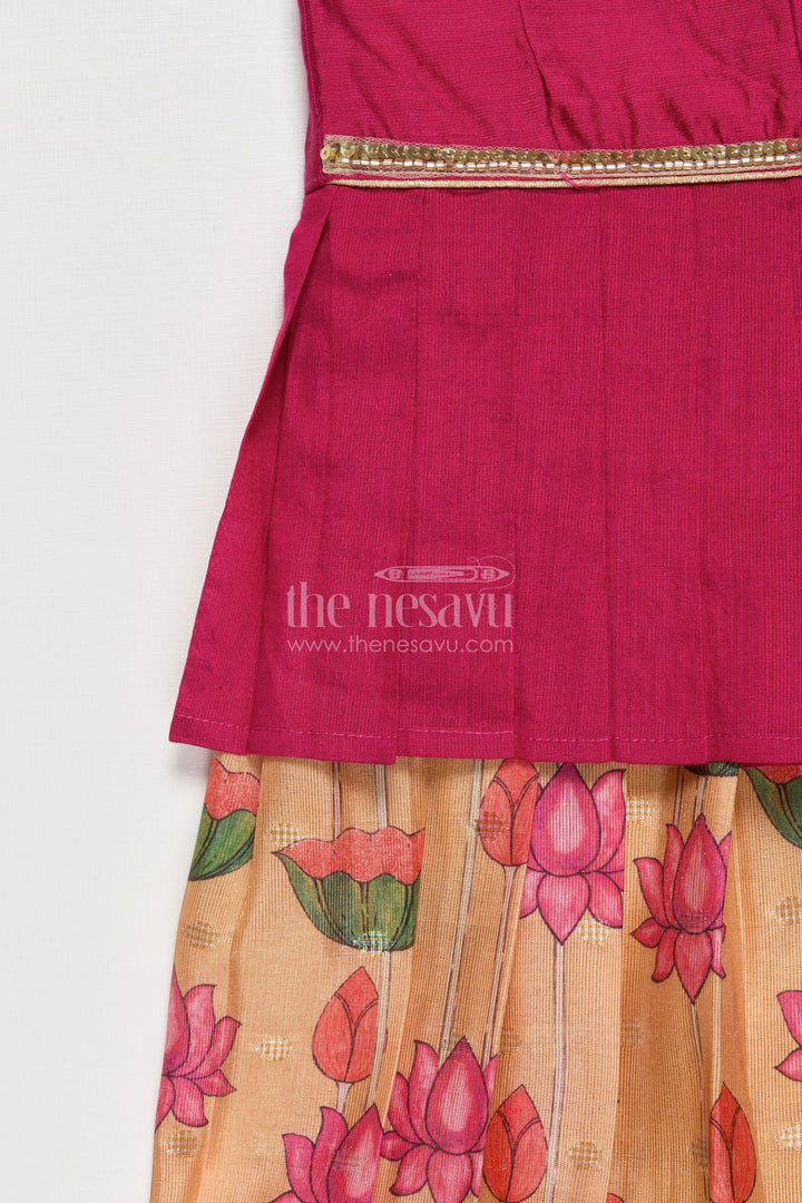 The Nesavu Pattu Pavadai Pattu Pavadai for Baby Girl’s First Festival or Traditional Ceremony Nesavu Nesavu baby girl pattu pavadai chanderi yoke traditional festivals naming ceremonies