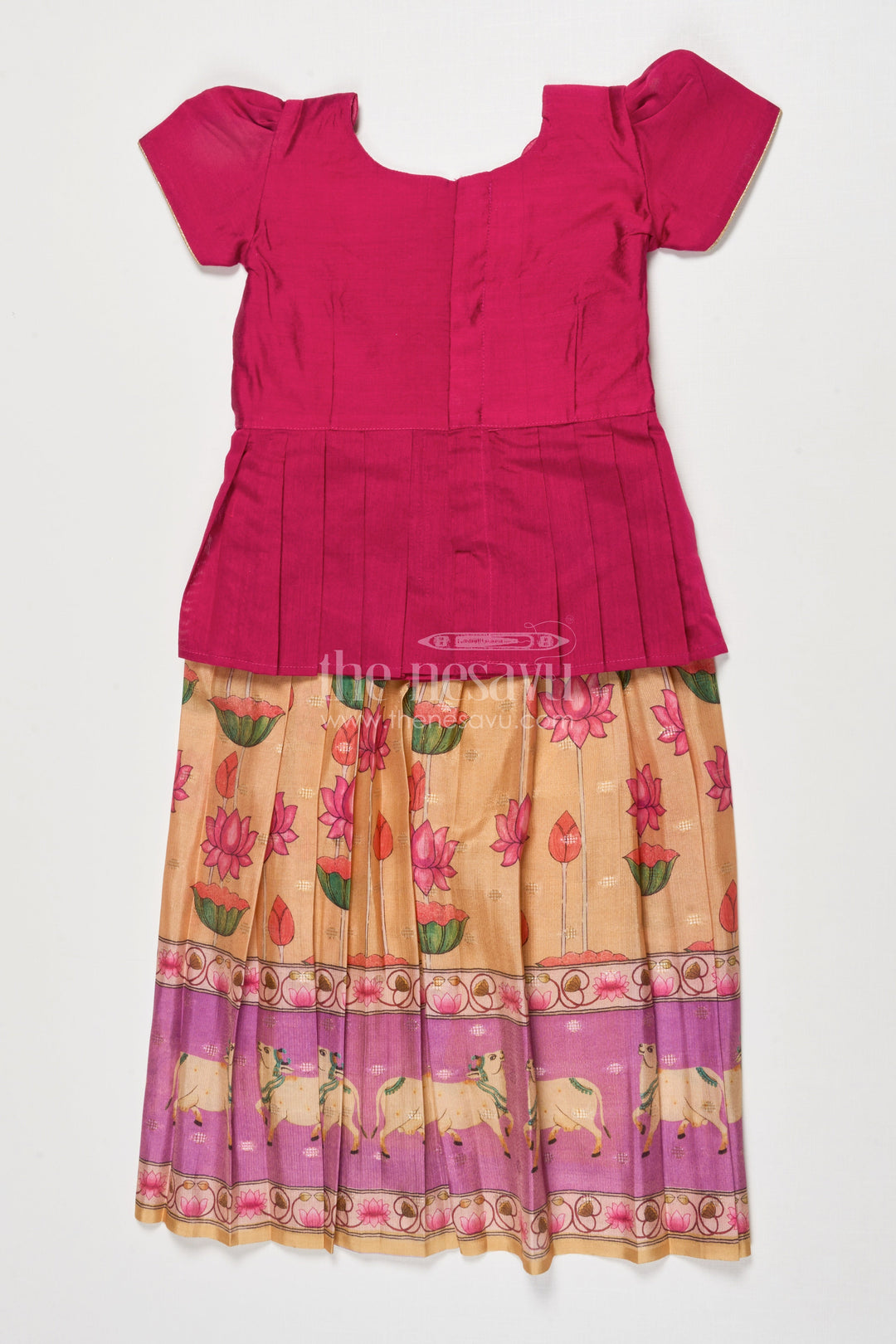 The Nesavu Pattu Pavadai Pattu Pavadai for Baby Girl’s First Festival or Traditional Ceremony Nesavu Nesavu baby girl pattu pavadai chanderi yoke traditional festivals naming ceremonies