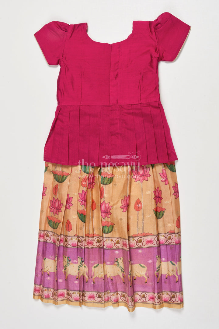 The Nesavu Pattu Pavadai Pattu Pavadai for Baby Girl’s First Festival or Traditional Ceremony Nesavu Nesavu baby girl pattu pavadai chanderi yoke traditional festivals naming ceremonies