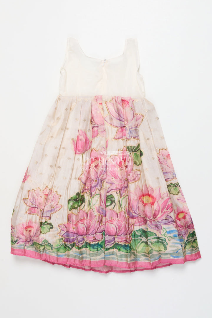 The Nesavu Pattu Pavadai Pattu Pavadai for Baby Girls for Naming Ceremony and Family Functions Nesavu Nesavu baby girl pattu pavadai wrap-style lace yoke floral printed festive skirt