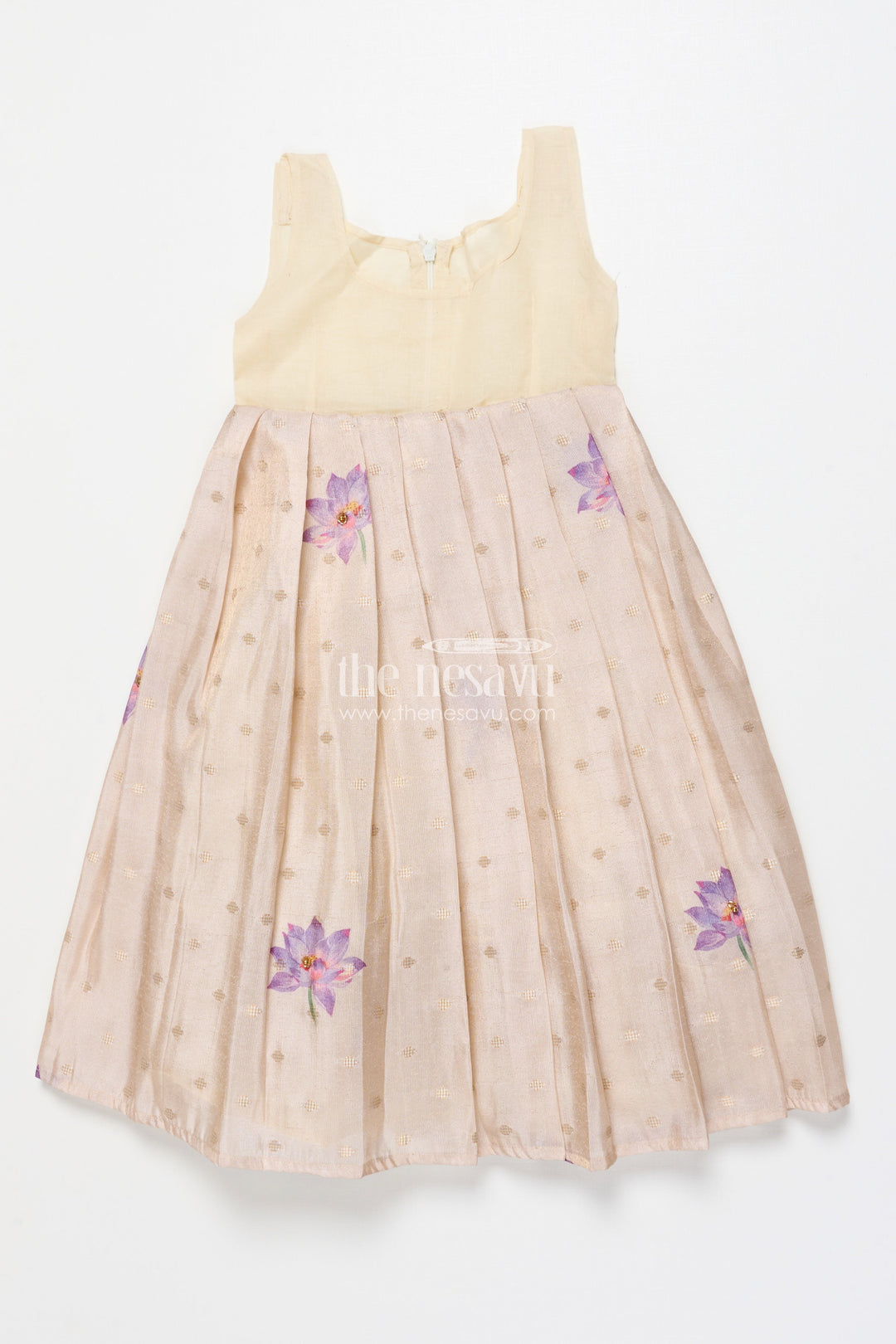 The Nesavu Pattu Pavadai Pattu Pavadai for Baby Girls for Temple Visits and Cultural Dressing Nesavu 18 (2Y) / Maroon GPP338B-18 Nesavu baby girl pattu pavadai floral skirt tissue yoke festive temple occasions