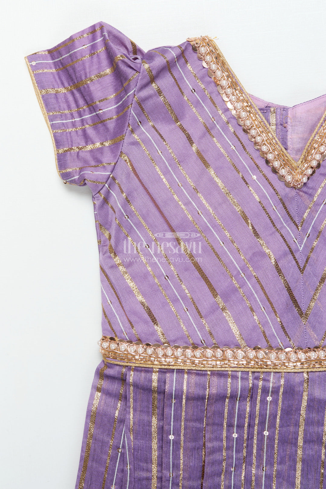 The Nesavu Pattu Pavadai Pattu Pavadai for Toddler Girl with Banaras Silk Yoke for Weddings and Festivals Nesavu Nesavu toddler girl pattu pavadai with Banaras silk yoke and semi Banaras skirt for weddings and festive wear