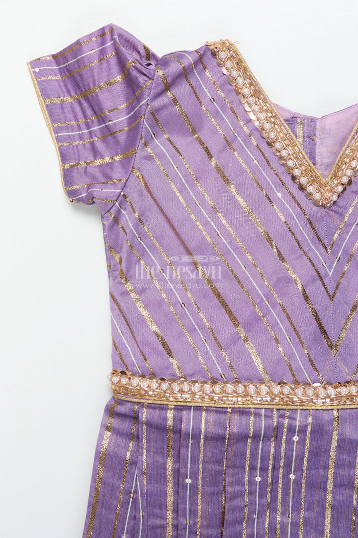 The Nesavu Pattu Pavadai Pattu Pavadai for Toddler Girl with Banaras Silk Yoke for Weddings and Festivals Nesavu Nesavu toddler girl pattu pavadai with Banaras silk yoke and semi Banaras skirt for weddings and festive wear