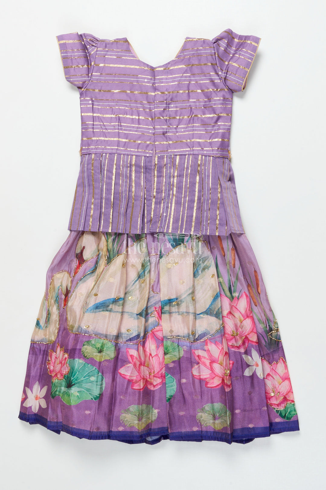 The Nesavu Pattu Pavadai Pattu Pavadai for Toddler Girl with Banaras Silk Yoke for Weddings and Festivals Nesavu Nesavu toddler girl pattu pavadai with Banaras silk yoke and semi Banaras skirt for weddings and festive wear