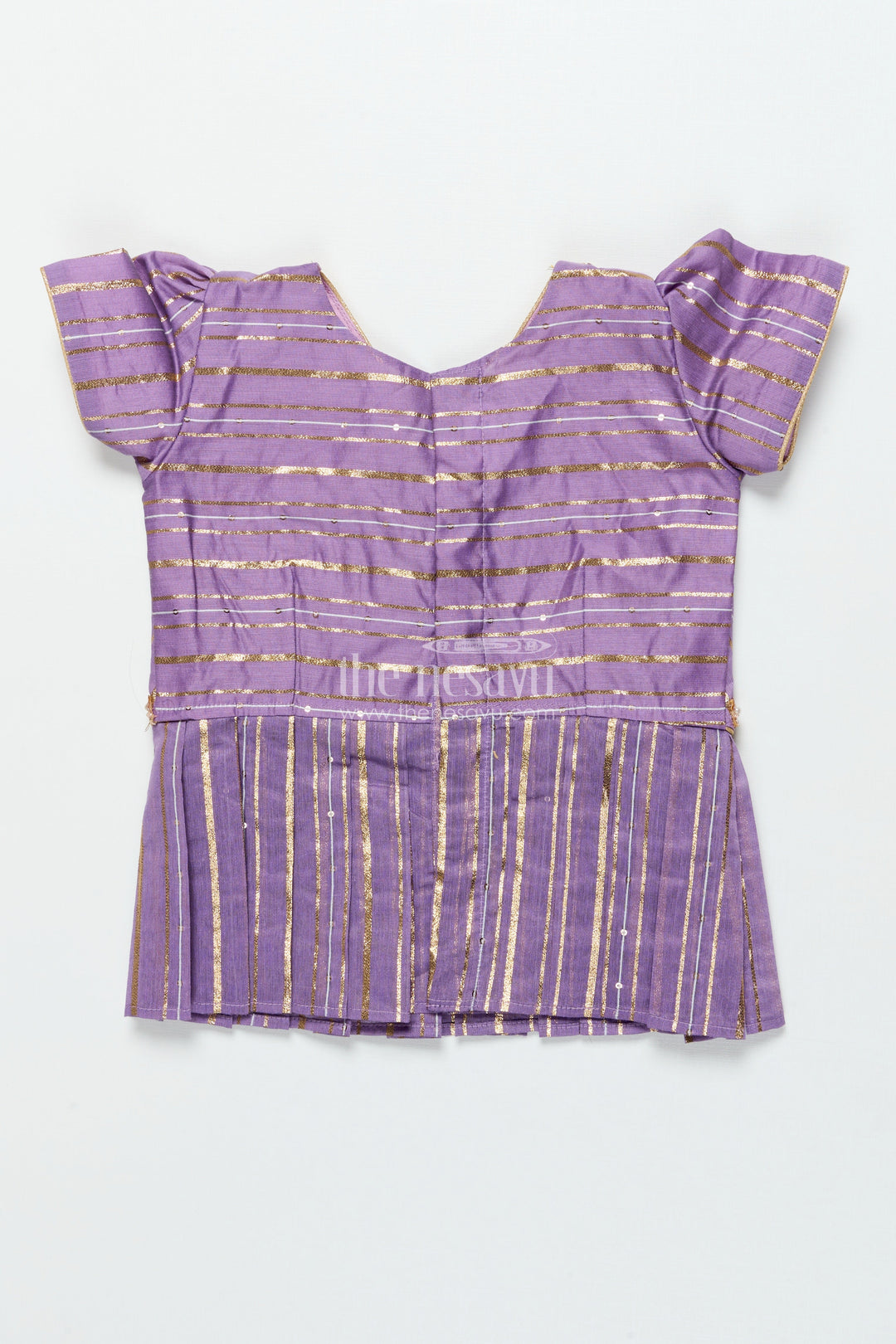 The Nesavu Pattu Pavadai Pattu Pavadai for Toddler Girl with Banaras Silk Yoke for Weddings and Festivals Nesavu Nesavu toddler girl pattu pavadai with Banaras silk yoke and semi Banaras skirt for weddings and festive wear