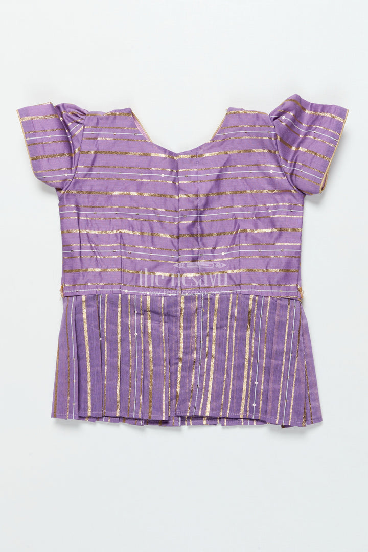 The Nesavu Pattu Pavadai Pattu Pavadai for Toddler Girl with Banaras Silk Yoke for Weddings and Festivals Nesavu Nesavu toddler girl pattu pavadai with Banaras silk yoke and semi Banaras skirt for weddings and festive wear