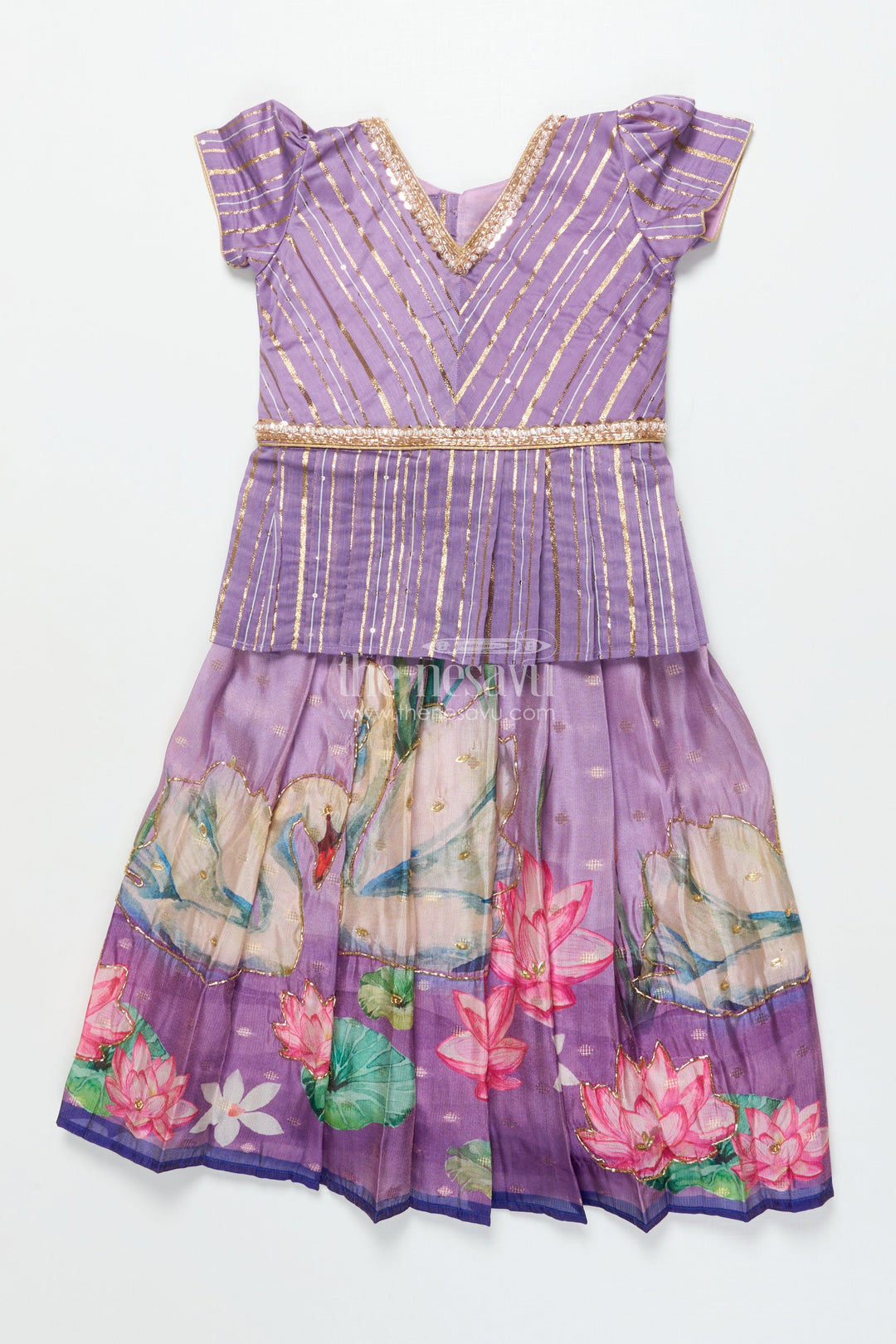 The Nesavu Pattu Pavadai Pattu Pavadai for Toddler Girl with Banaras Silk Yoke for Weddings and Festivals Nesavu Nesavu toddler girl pattu pavadai with Banaras silk yoke and semi Banaras skirt for weddings and festive wear