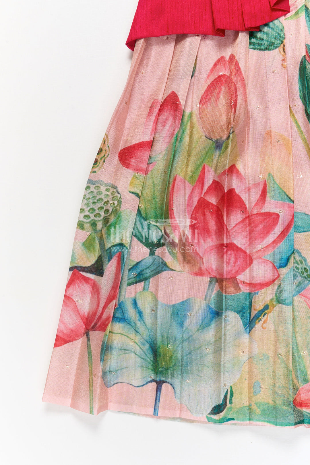 The Nesavu Pattu Pavadai Pattu Pavadai for Toddler Girl with Raw Silk Yoke for Ethnic Family Events Nesavu Nesavu toddler girl pattu pavadai with raw silk yoke and Banaras art silk skirt for festive family gatherings