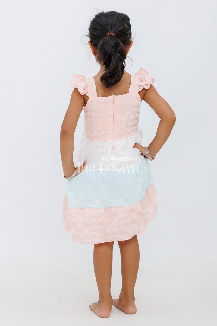 The Nesavu Baby Fancy Frock Peach Blended Popcorn Fabric Baby Frock with Floral Chest Design for Girls Nesavu Peach Blended Popcorn Fabric Baby Frock with Floral Chest Design for Girls Nesavu