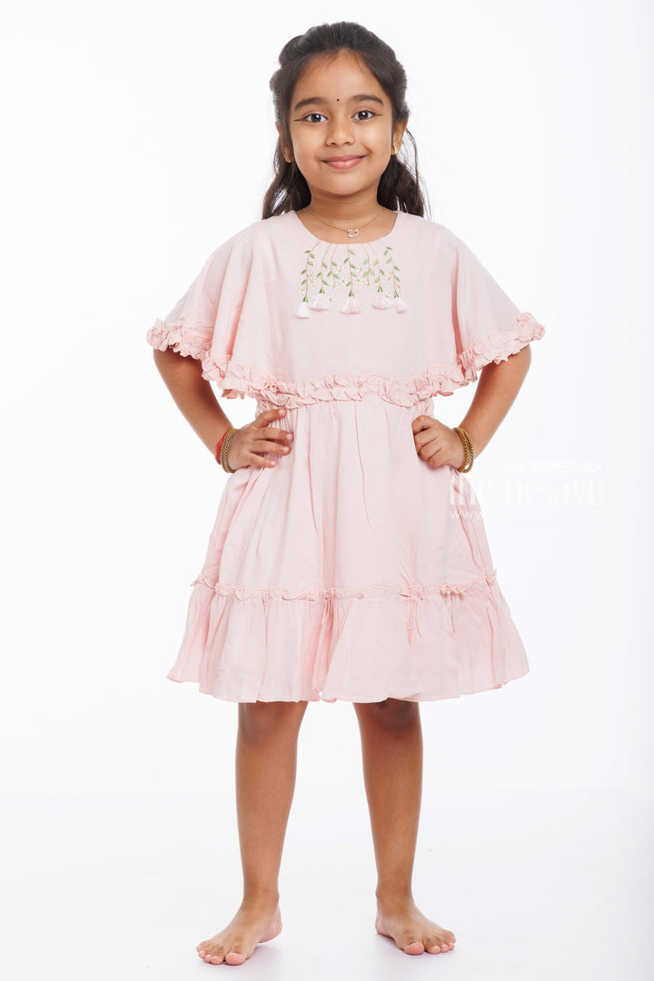 The Nesavu Girls Cotton Frock Petite Elegance: Boutique Summer Frock in Delicate Cotton for Girls Nesavu 18 (2Y) / Pink / Cotton GFC1301B-18 Shop Fancy Cotton Frocks for Girls | Latest Summer Collection | The Nesavu