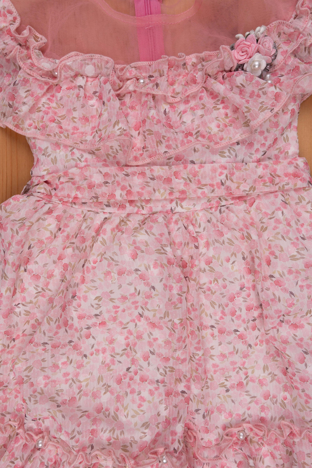 The Nesavu Baby Frock / Jhabla Pink Blossom: Floral Layered Flared Baby Dress Nesavu Baby Girls Daily Wear Frock | Pink Frock For Baby Girls | The Nesavu