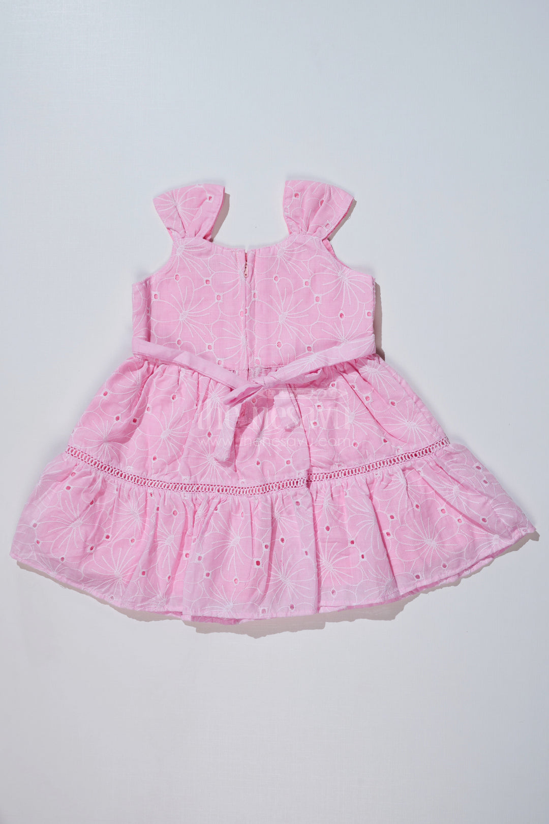 The Nesavu Girls Cotton Frock Pink Casual Short Dress for Girls in Pastel Cotton with Chikankari Embroidery Nesavu Nesavu Pink Casual Short Dress Girls Pastel Cotton Chikankari Embroidery