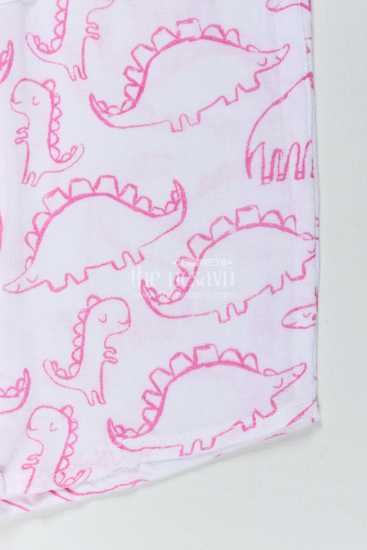The Nesavu Boys Cotton Shirt Pink Dinosaur Print Boys Shirt in Soft Muslin Cotton Birthday Special Nesavu Nesavu Boys Soft Cotton Birthday Shirt Pink Dinosaur Prints Comfortable Fit Kids