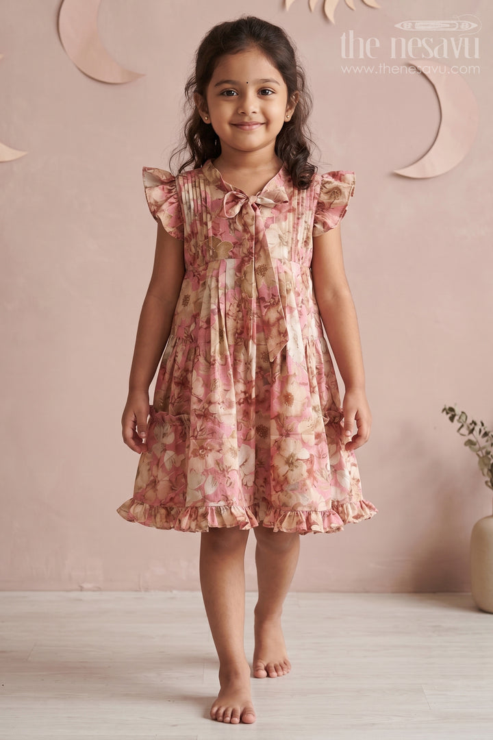 The Nesavu Girls Cotton Frock Pink Floral Girls&