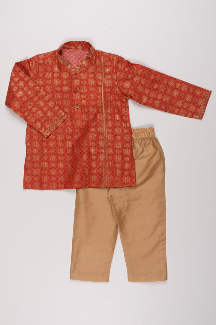 The Nesavu Boys Kurtha Set Pink Geometric Delight Kurtha Boys Ethnic Wear For Diwali Nesavu 14 (6M) / Pink / Cotton BES370A-14 Festive Ethnic and Traditional weat for Boys | Boys Ethnic Kurta and Pant Set | The Nesavu