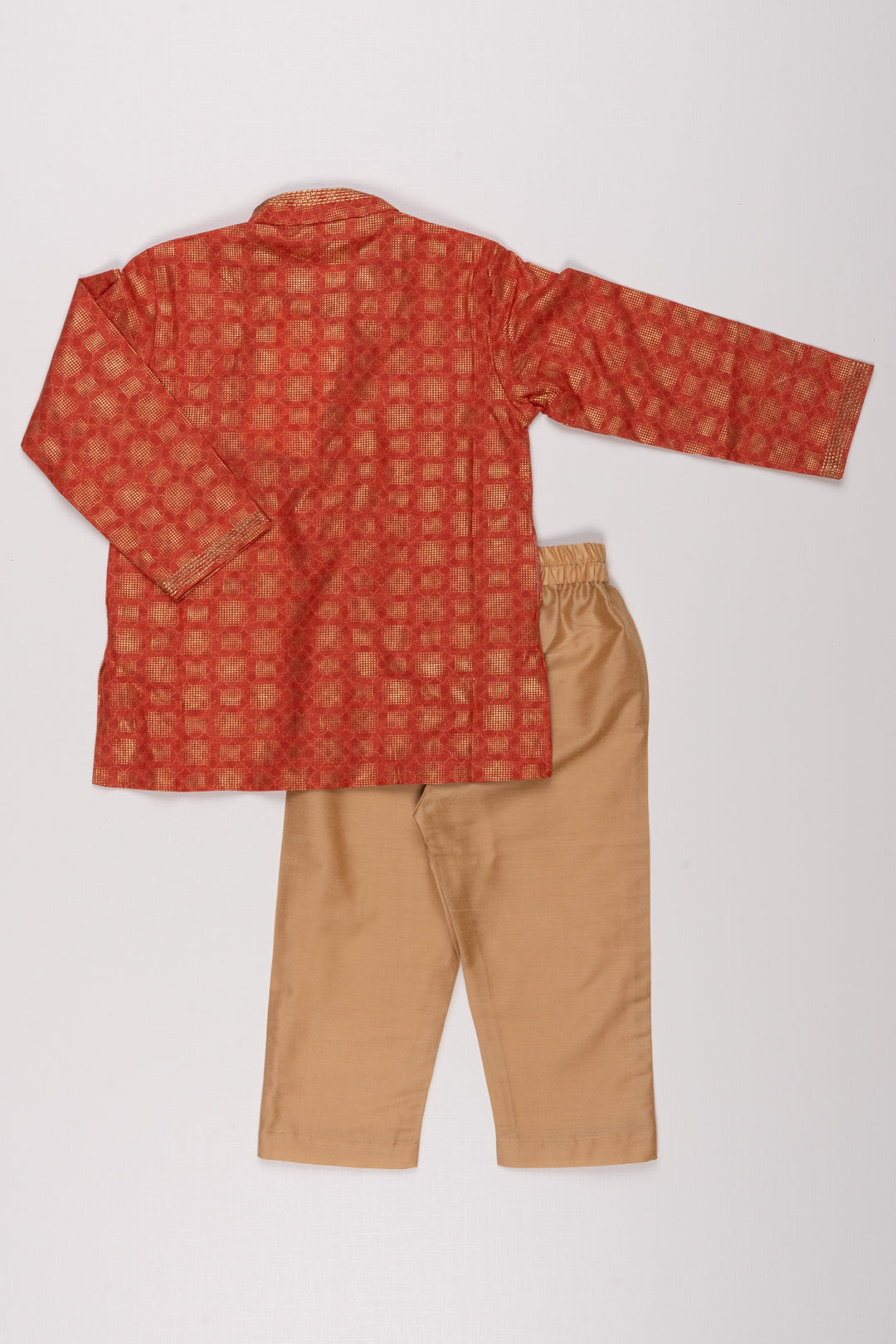 The Nesavu Boys Kurtha Set Pink Geometric Delight Kurtha Boys Ethnic Wear For Diwali Nesavu Festive Ethnic and Traditional weat for Boys | Boys Ethnic Kurta and Pant Set | The Nesavu