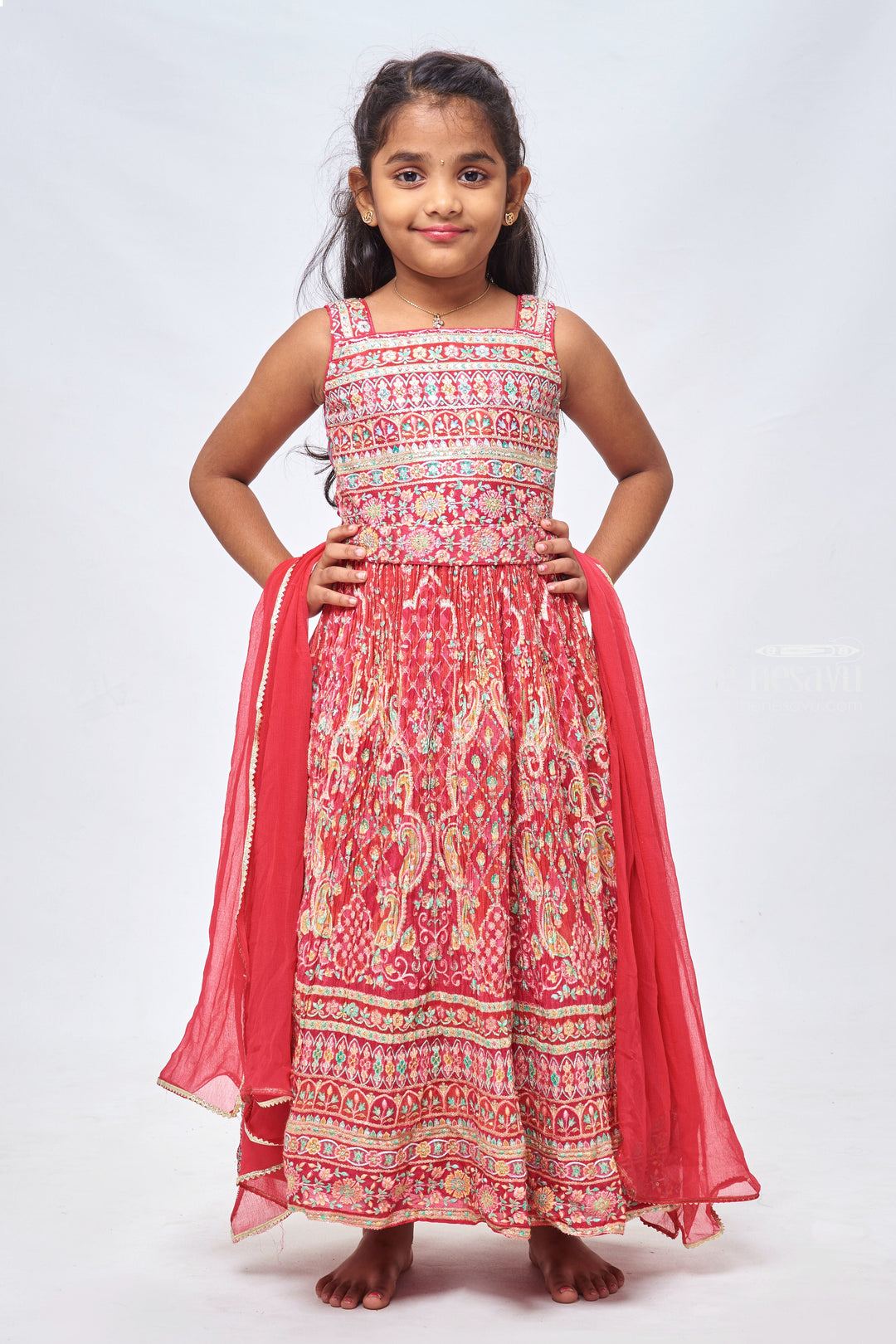 The Nesavu Girls Party Gown Pink Perfection: Sequin & Resham Embroidered Designer Indian Traditional Ethnic Wear For Diwali Nesavu 24 (5Y) / Pink / Georgette GA165A-24 Fancy Anarkali Dresses | Latest Anarkali Dress Patterns | The Nesavu