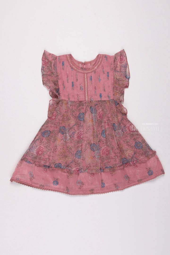 The Nesavu Girls Cotton Frock Pink Petals: Girls Flared Floral Cotton Frock Nesavu 22 (4Y) / Pink / Cotton GFC1148B-22 Elegant & Casual: Discover Our Range of Cotton Frocks for Girls | The Nesavu