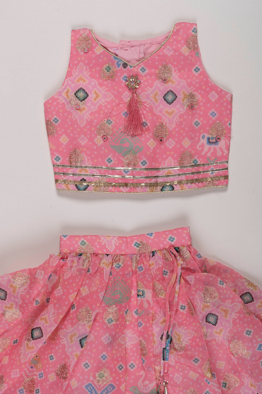 The Nesavu Girls Lehenga Choli Pink Princess Lehenga Choli with Dupatta for Girls Nesavu Girls Pink Silk Lehenga Choli | Designer Kids Ethnic Wear | Festive Embroidered Outfit | The Nesavu