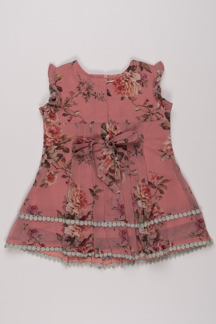 The Nesavu Baby Cotton Frocks Pink Radiance: Sparkling Sequin Embroidered Floral Pleated Baby Dress for Petite Fashion Icons Nesavu Designer baby girl dresses | Festive baby girl frocks | The Nesavu