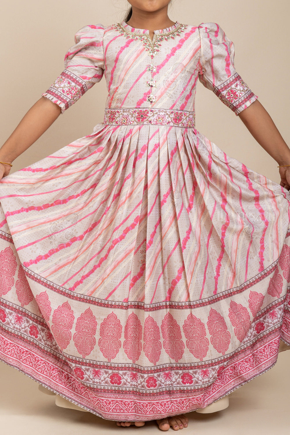 The Nesavu Party Gown Pink Silk Cotton Designer Embroidery Anarkali For Baby Girls Nesavu Silk Cotton Festive Anarkali For Kids | Stylish Party Wear Ideas Online | The Nesavu