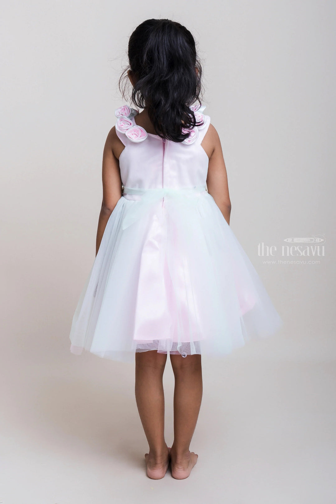 The Nesavu Girls Tutu Frock Pink Soft Net Frocks With Floral Brooch Yoke For Girls Nesavu Pink Net Gowns For 2023| Hot Collection| The Nesavu