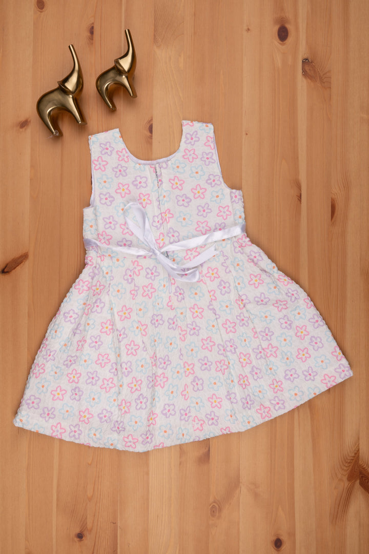 The Nesavu Baby Frock / Jhabla Pink-White Designer Lucknow Chikan Dress for Babies Nesavu New Born Baby Frock Online | Floral Pink Baby Frock | The Nesavu