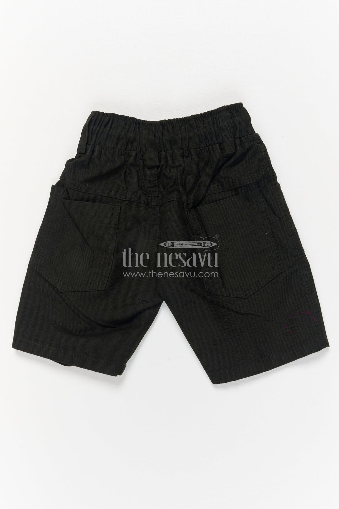 The Nesavu Boys Shorts Playful Boys Shorts in Soft Cotton with Elastic Waist and Bold Text Nesavu Kids cotton shorts for boys with rabbit print and drawstring – everyday casual wear