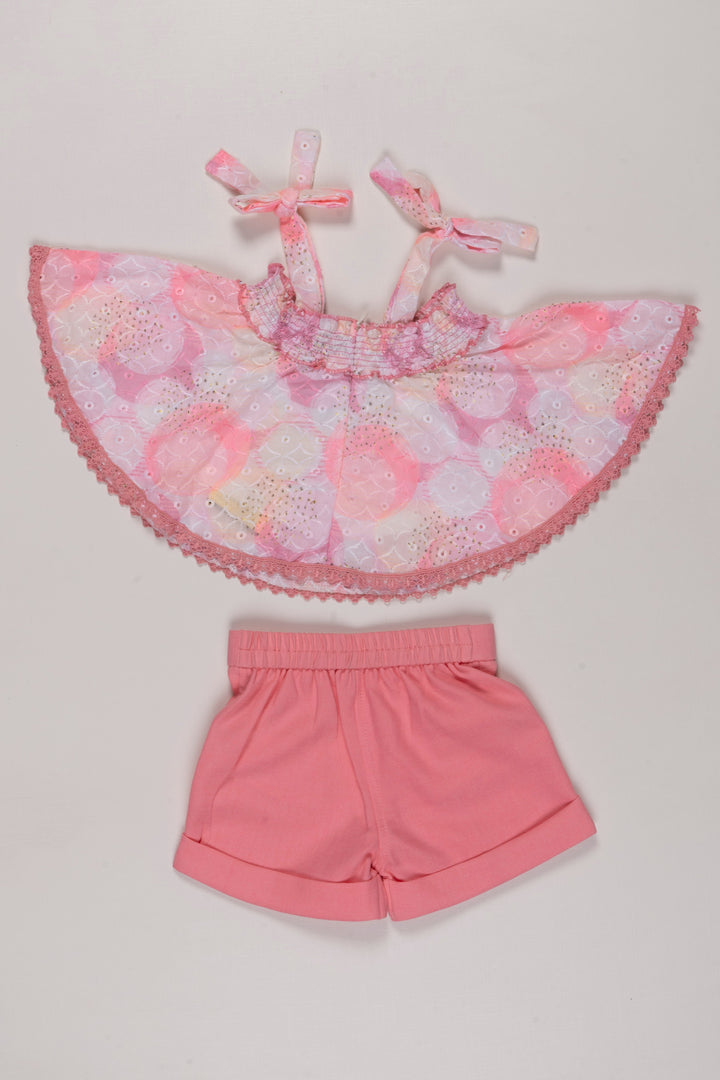 The Nesavu Baby Casual Sets Playful Pink Halter Top & Shorts Set with Lace Accents for Girls Nesavu 18 (2Y) / Pink BFJ514A-18 Girls Lace Detail Summer Set | Pink Casual Outfit | Stylish Kids Playwear | The Nesavu