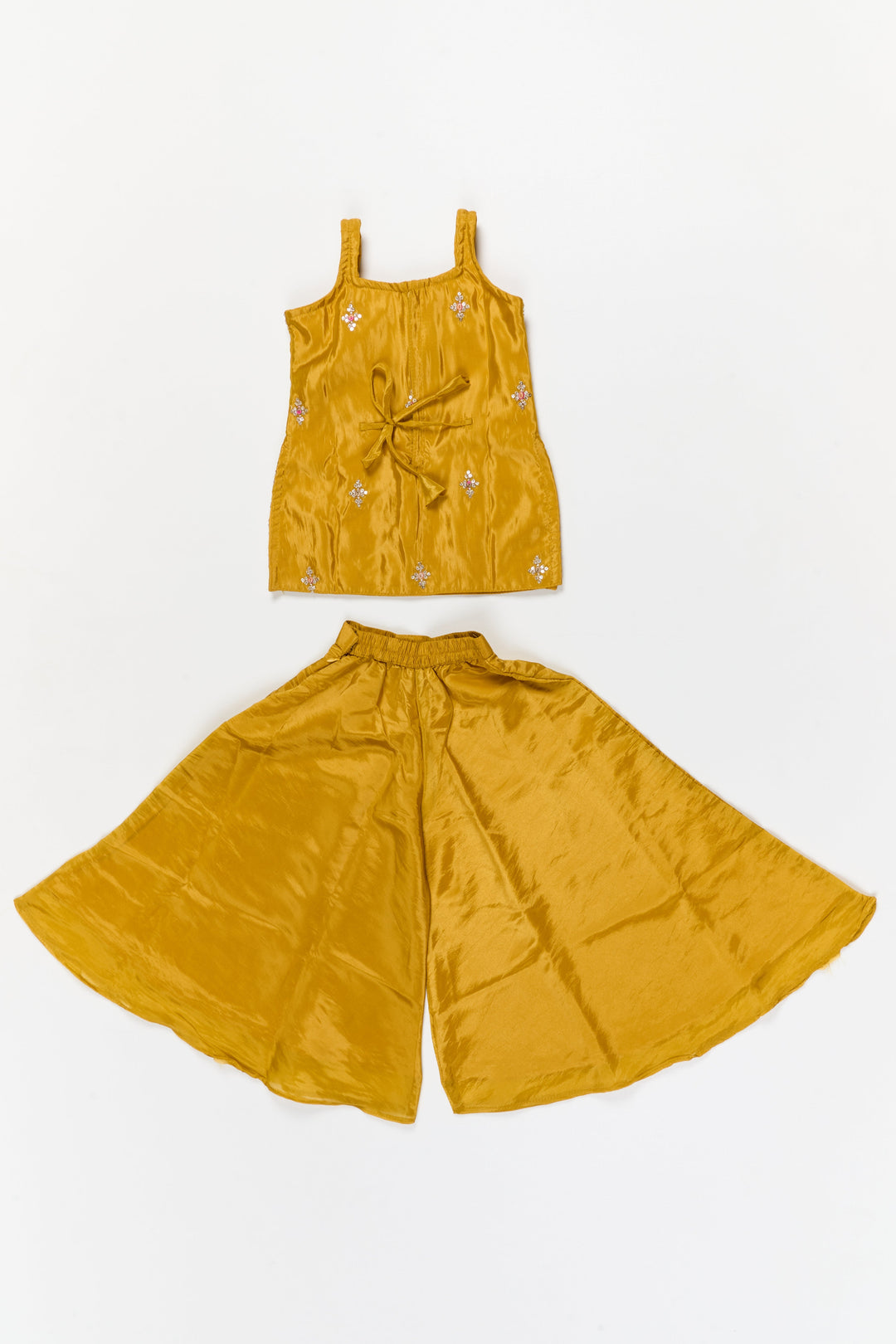 The Nesavu Girls Sharara / Plazo Set Plazo Outfit for Girls with Mirror Work Yoke and Festive Dupatta Nesavu Nesavu girls festive plazo set with mirror work blouse and dupatta – ideal for birthdays and school ethnic days