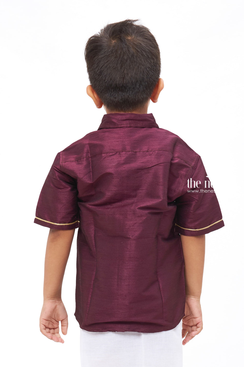 The Nesavu Boys Silk Shirt Premium Boys Deep Purple Silk Shirt: Classic Elegance for Special Occasions & Festive Events Nesavu Premium Boys Deep Purple Silk Shirt - Classic Elegance | The Nesavu