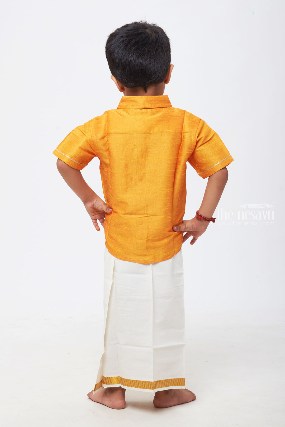 The Nesavu Boys Silk Shirt Premium Boys Yellow Silk Shirt with Silver Detailing: Perfect for Festive Seasons and Special Occasions Nesavu Premium Quality Boys Shirts | Durable and Stylish | The Nesavu