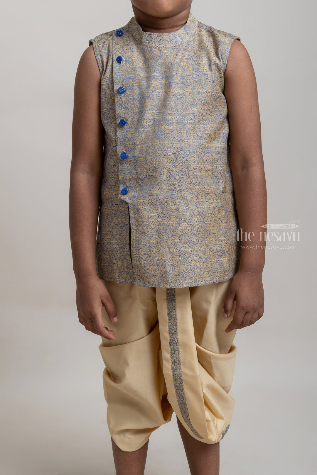 The Nesavu Boys Dothi Set Premium Designer Gray Ethnic kurta With Contrast Dhoti For Boys Nesavu Trendy Premium Wear For Boys | Ethnic Wear Collection | The Nesavu