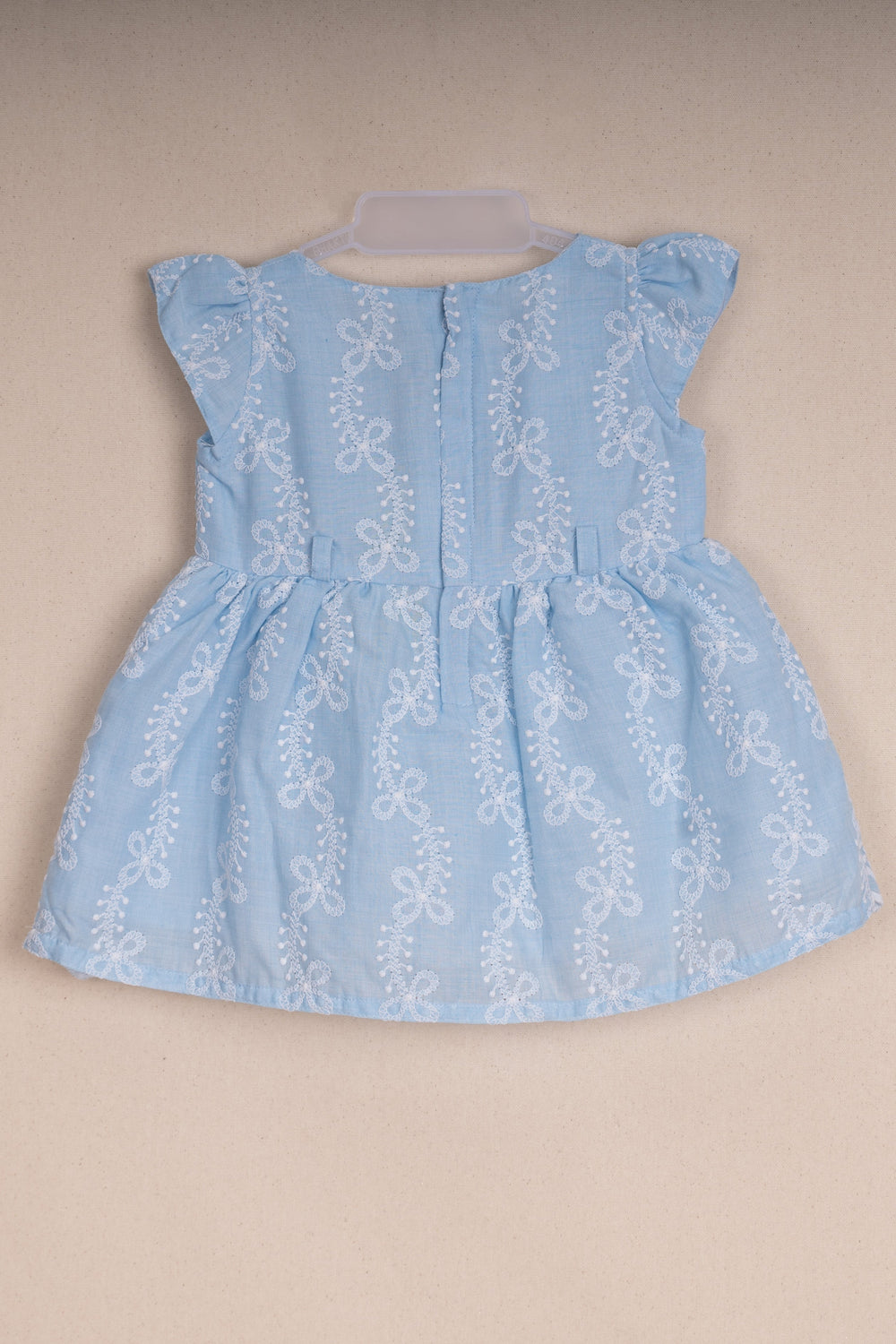 The Nesavu Baby Cotton Frocks Pretty Blue Floral Embroidered Baby Cotton Frock With Designer Belt Nesavu Latest Frock Gown For Baby Girls | Pink Frock Collection | The Nesavu