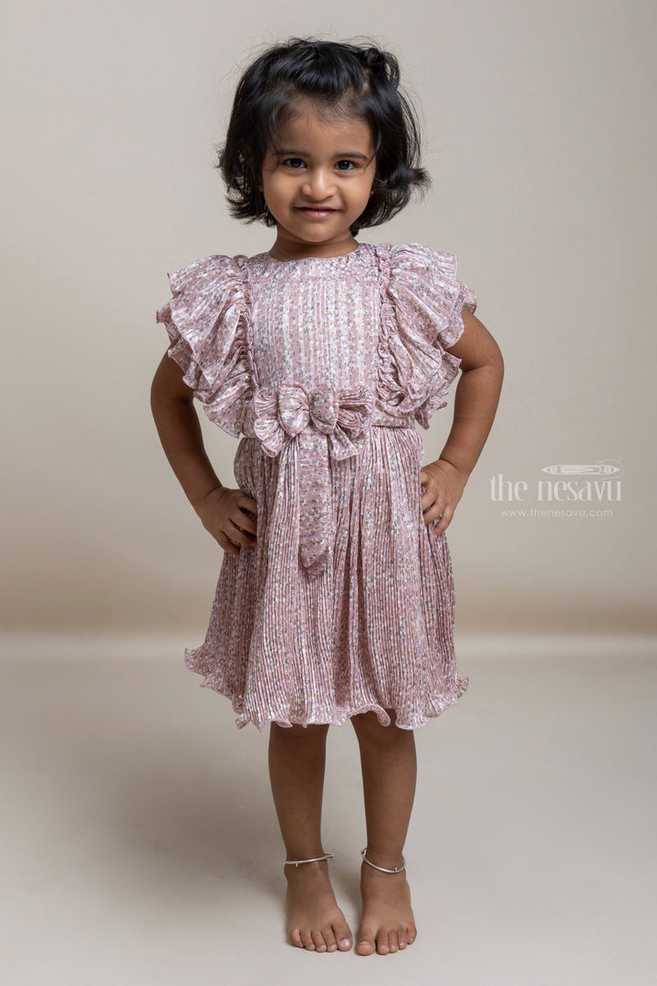 The Nesavu Baby Fancy Frock Pretty Brown Floral Printed Ruffled Baby Frock For Girls Nesavu 16 (1Y) / Brown / Georgette BFJ361A Fancy Girls Dresses | Latest Girls Frock Collection | The Nesavu