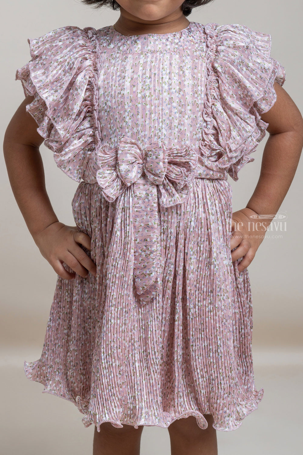 The Nesavu Baby Fancy Frock Pretty Brown Floral Printed Ruffled Baby Frock For Girls Nesavu Fancy Girls Dresses | Latest Girls Frock Collection | The Nesavu