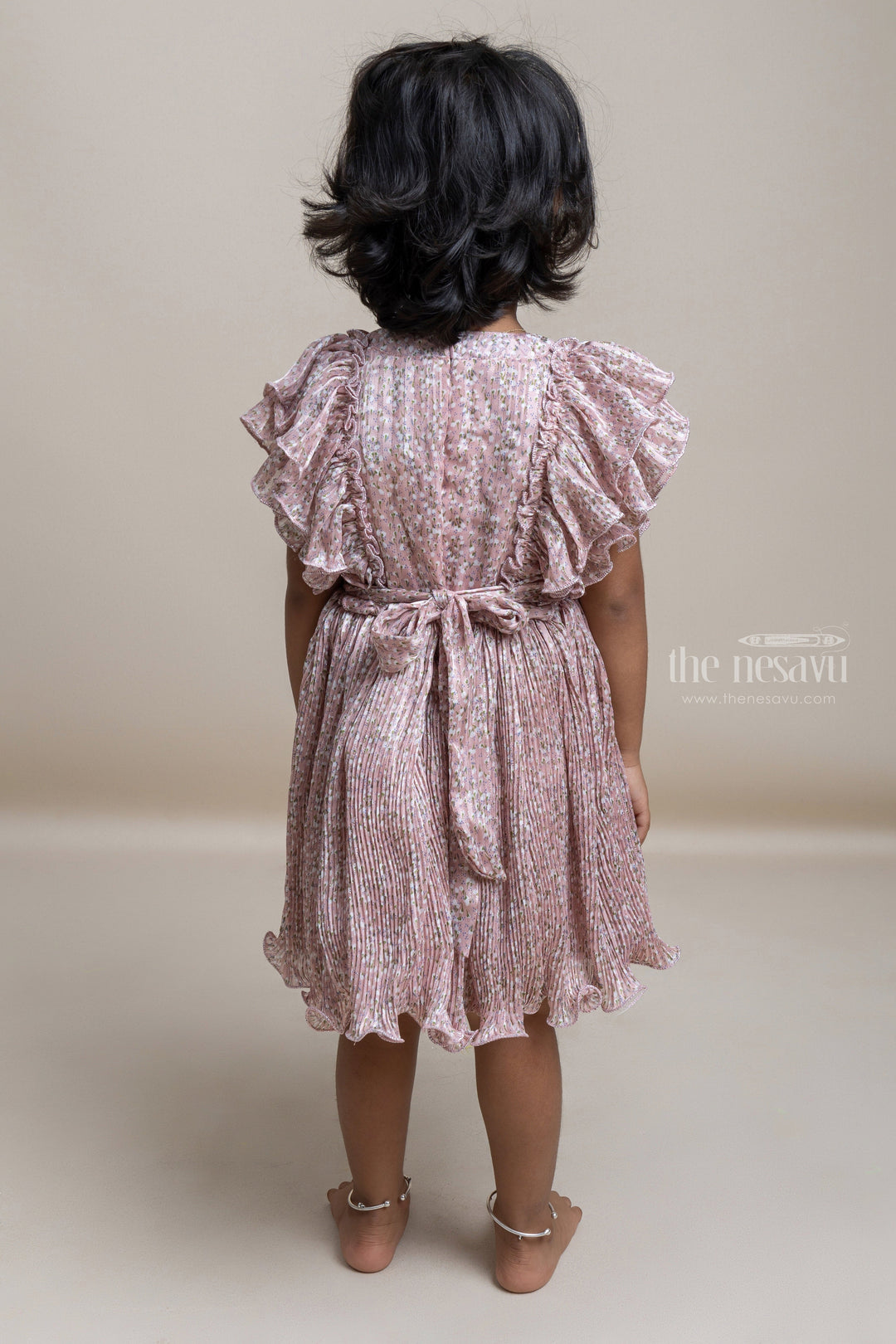 The Nesavu Baby Fancy Frock Pretty Brown Floral Printed Ruffled Baby Frock For Girls Nesavu Fancy Girls Dresses | Latest Girls Frock Collection | The Nesavu