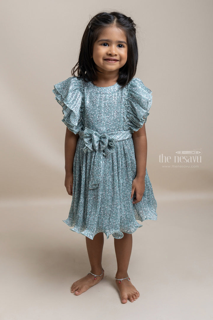 The Nesavu Baby Fancy Frock Pretty Green Floral Printed Ruffled Baby Frock For Girls Nesavu 14 (6M) / Green / Georgette BFJ361B Fancy Girls Dresses | Latest Girls Frock Collection | The Nesavu