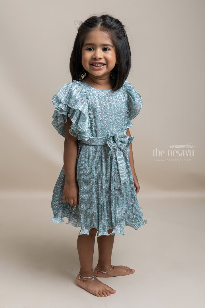 The Nesavu Baby Fancy Frock Pretty Green Floral Printed Ruffled Baby Frock For Girls Nesavu Fancy Girls Dresses | Latest Girls Frock Collection | The Nesavu