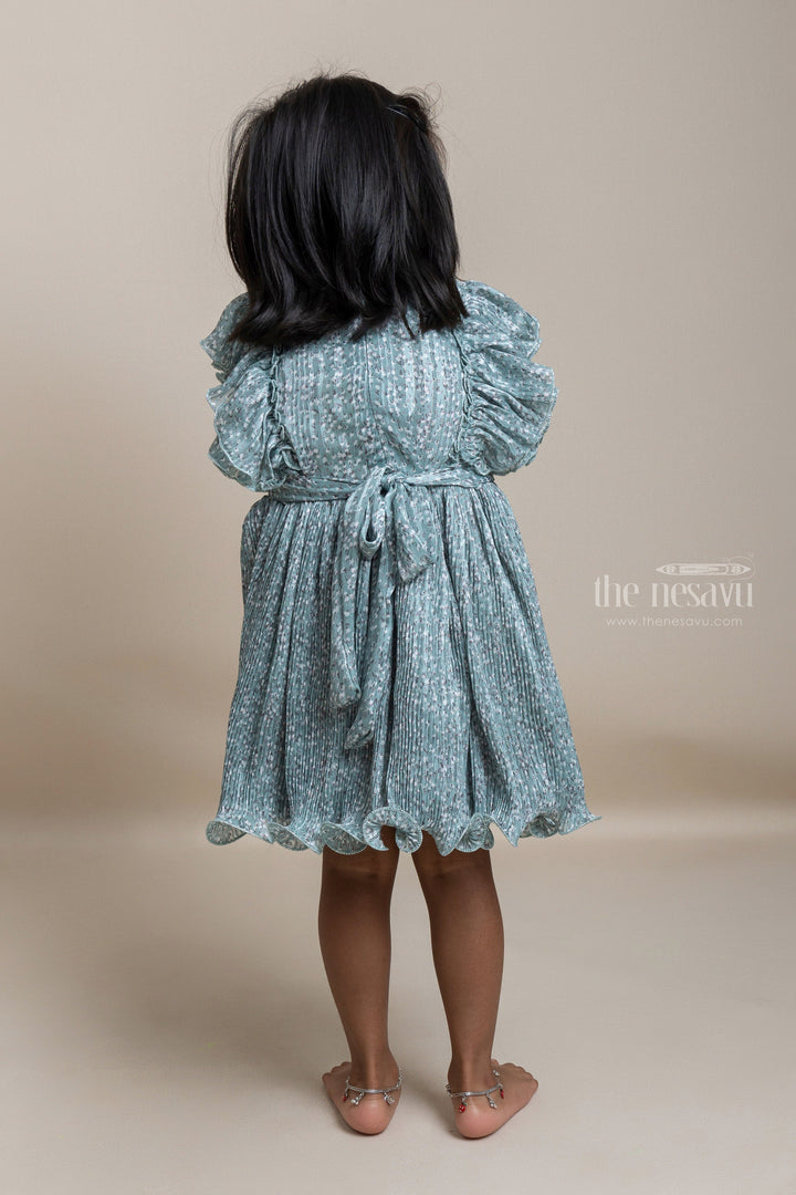 The Nesavu Baby Fancy Frock Pretty Green Floral Printed Ruffled Baby Frock For Girls Nesavu Fancy Girls Dresses | Latest Girls Frock Collection | The Nesavu