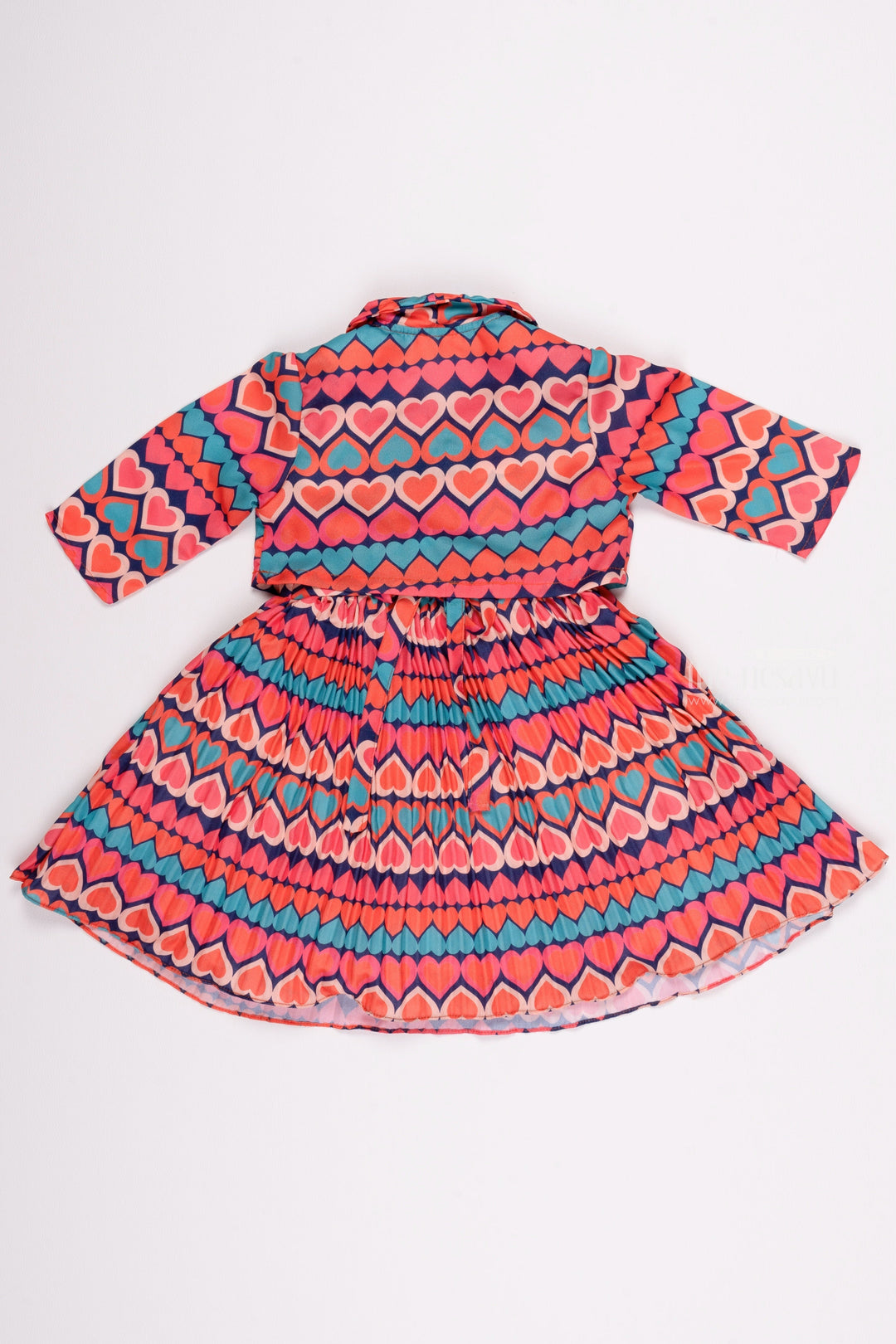 The Nesavu Girls Fancy Frock Pretty in Pink: Latest Frock Designs - Pleated Fancy Frock with Collared Overcoat for Girls Nesavu Cotton Frocks with Elegant Heart Print | Adorable Baby Fancy Wear Collection | The Nesavu