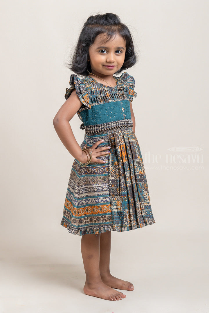 The Nesavu Baby Cotton Frocks Pretty Multi-colored Floral Printed Casual Cotton Frock For Girls Nesavu Floral Design Embroidered Frock For Girls | Girls Frock Dress | The Nesavu