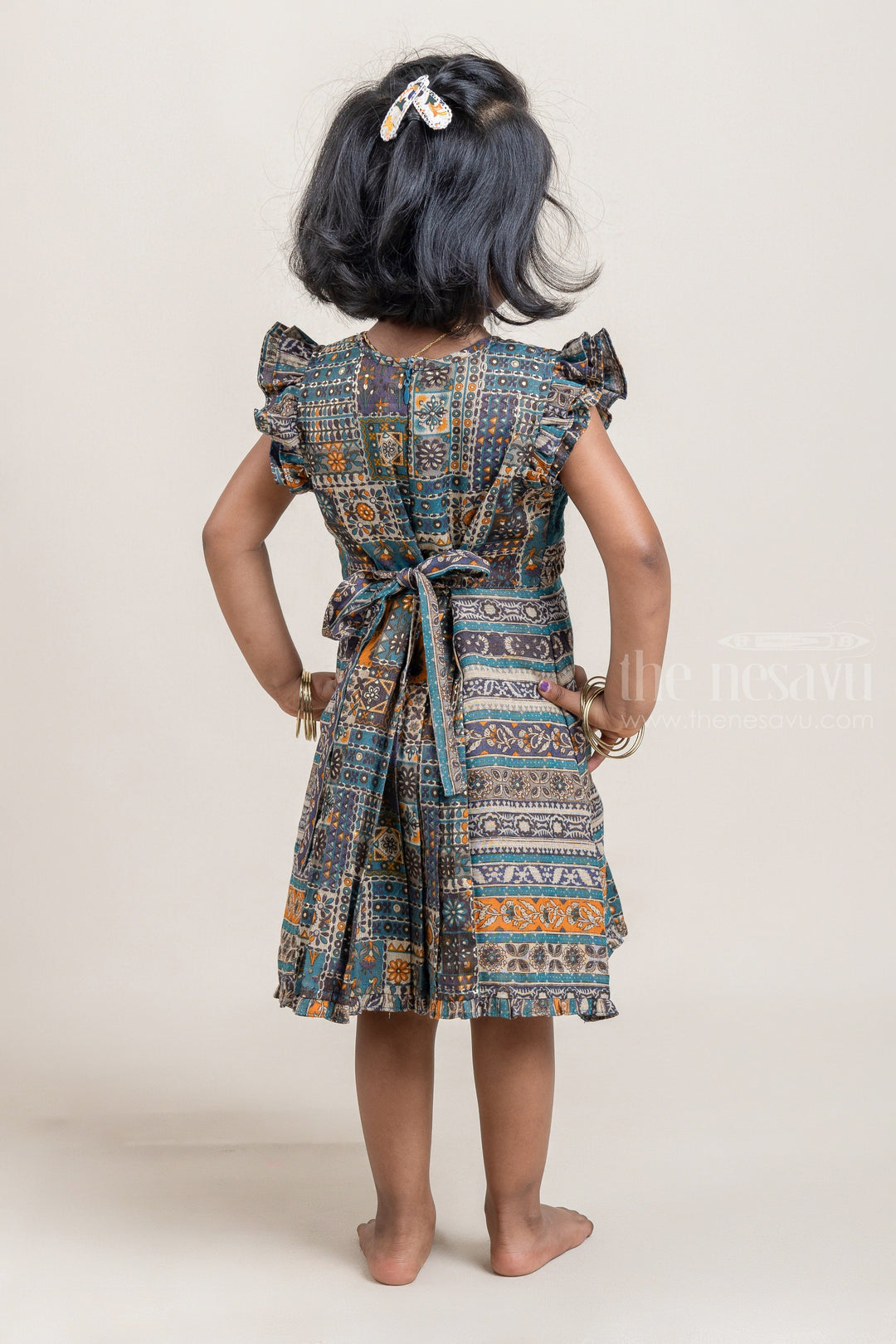 The Nesavu Baby Cotton Frocks Pretty Multi-colored Floral Printed Casual Cotton Frock For Girls Nesavu Floral Design Embroidered Frock For Girls | Girls Frock Dress | The Nesavu